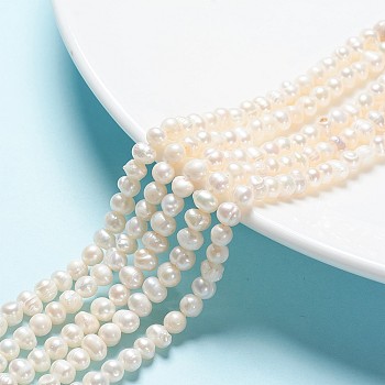 Natural Cultured Freshwater Pearl Beads Strands, Nuggets, Creamy White, 5~6mm, Hole: 0.8mm, about 62pcs/strand, 13.77 inch~14.17 inch