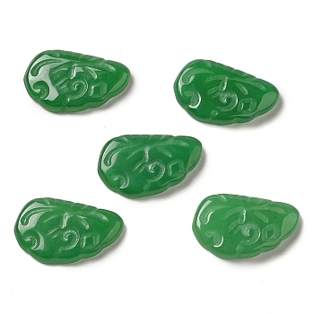 Dyed Natural Malaysia Jade Carved Cabochons, Wing, Green, 13x21.5x3.5mm