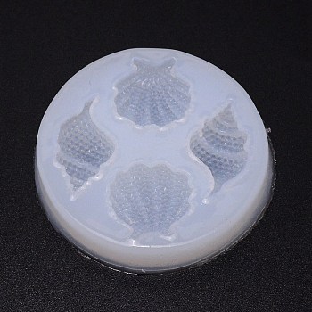 Ocean Theme DIY Pendants Silicone Molds, Resin Casting Pendant Molds, For UV Resin, Epoxy Resin Jewelry Making, Shell & Conch, White, 70x12mm, Inner Diameter: 17~23x22~31.5mm