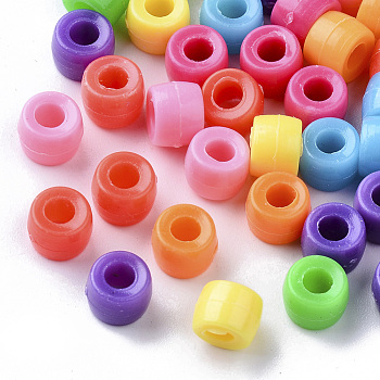 Opaque Polystyrene(PS) Plastic Beads, Column, Mixed Color, 6x4.5mm, Hole: 2.5mm, about 4166pcs/500g