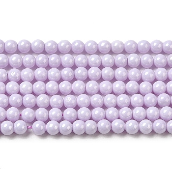 Cubic Zirconia Imitation Pearl Bead Strands, Round, Lavender, 3mm, Hole: 0.7mm, about 114~117pcs/strand, 14.80''~14.96''(37.6~38cm)