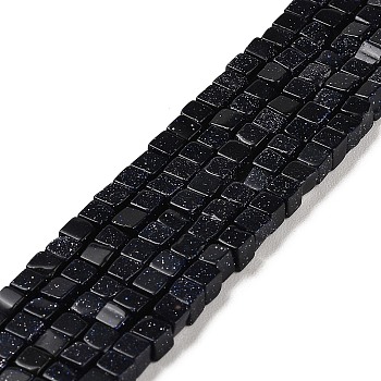Synthetic Blue Goldstone Beads Strands, Cube, 4~4.5x4~4.5x4~4.5mm, Hole: 0.8mm, about 90pcs/strand, 15.20~15.35 inch(38.6~39cm)