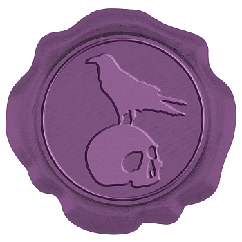 CRASPIRE Adhesive Wax Seal Stickers, Envelope Seal Decoration, for Craft Scrapbook DIY Gift, Purple, Skull Pattern, 3cm, about 50pcs/box