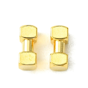 304 Stainless Steel Findings, Dumbbell, Real 18K Gold Plated, 7x3x3mm