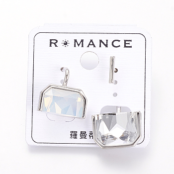 (Jewelry Parties Factory Sale)Brass with Ear Nuts, Glass Split Earrings, Clear, 16x16mm & 30x16mm, Pin: 0.8mm