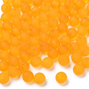 Round Transparent Acrylic Beads, Frosted, Orange, 10mm, Hole: 2mm, about 880pcs/500g