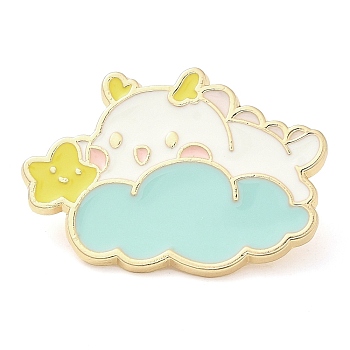 Dragon Enamel Pins, Light Gold Plated Alloy Brooch for Women, Smiling Face, 22.5x31.5x1.5mm