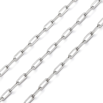 304 Stainless Steel Paperclip Chains, Soldered, Stainless Steel Color, 2x4.5x0.5mm