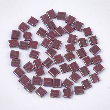 5mm CoconutBrown Rectangle Glass Beads