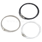 60Pcs 3 Colors  Stainless Steel Wire Necklace Cord DIY Jewelry Making, with Brass Screw Clasp, Mixed Color, 44.5cm, 20pcs/color(TWIR-UN0001-11)