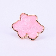 Adjustable Resin Palette Rings, with Iron Finger Ring, Imitation Shell, Nail Art Tool, for Acrylic UV Gel Polish Foundation Mixing, Cloud, Pink, Size: 8, 18mm, Pad: 29.5x38x3mm(MRMJ-WH0060-74B)