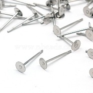 304 Stainless Steel Stud Earring Findings, Stainless Steel Color, 12x4mm(STAS-E025-6)