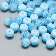 Transparent Stripe Resin Beads, Round, Deep Sky Blue, 8mm, Hole: 1.6~2mm(X-RESI-S345-8mm-04)