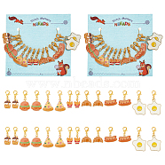 Food Theme Pendant Stitch Markers, Alloy Enamel Crochet Lobster Clasp Charms, Locking Stitch Marker with Wine Glass Charm Ring, Mixed Shapes, Mixed Color, 2.5~3.6cm, 7 style, 2pcs/style, 14pcs/set(HJEW-AB00376)