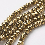 Electroplate Glass Beads Strands, Full Plated, Faceted, Rondelle, Golden Plated, 4~4.5x3mm, Hole: 0.5mm, about 130~135pcs/strand, 15.5~16 inch(39~40cm)(EGLA-F124-FP-03)