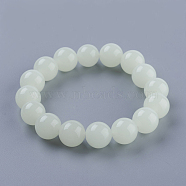 Synthetic Luminous Stone Beaded Stretch Bracelet, Glow in the Dark, Round, 2 inch(50mm), 10mm(BJEW-P203-10mm-01A)