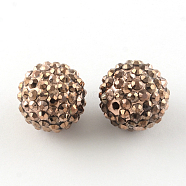 Resin Rhinestone Beads, with Acrylic Round Beads Inside, for Bubblegum Jewelry, Camel, 20x18mm, Hole: 2~2.5mm(RESI-S315-18x20-05)