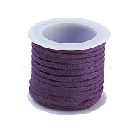Eco-Friendly Faux Suede Cord, with Glitter Powder, Purple, 3x1.4mm, about 5.46 yards(5m)/roll, 25rolls/bag(LW-Q013-3mm-1006)