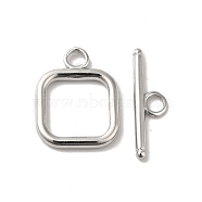 Non-Tarnish 304 Stainless Steel Toggle Clasps, Square, Stainless Steel Color, Square: 18x13.5x2mm, Hole: 3mm, Bar: 19.5x6x2mm, Hole: 3mm(X-STAS-H212-27P)