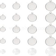 DIY Pendant Making Kits, with 304 Stainless Steel Pendant Cabochon Settings and Glass Cabochons, Stainless Steel Color, Cabochon Settings: 80pcs/set(DIY-UN0001-53P)