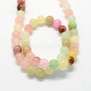 Natural Dyed Green Jade Gemstone Bead Strands, Round, Colorful, 8mm, Hole: 1mm, about 50pcs/strand, 15.7 inch(G-R273-8mm-01)