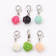 Resin Pendants, with Lobster Clasp, Platinum, Mixed Color, 24mm(HJEW-PH01118)