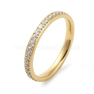 Ion Plating(IP) 304 Stainless Steel Rings, with Cubic Zirconia, Real 18K Gold Plated, 2.3mm, US Size 7(17.3mm)(RJEW-K268-06G)