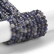 Natural Iolite Beads Strands, Faceted, Round, 4mm, Hole: 0.7mm, about 90~91pcs/strand, 15.20~15.35 inch(38.6~39cm)(G-J400-E05-02)