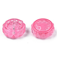 Transparent Spray Painted Glass Beads, Flower with Pawprint, Hot Pink, 15x15x5.5mm, Hole: 1.2mm(GLAA-N035-037-C08)