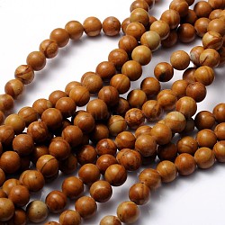 Gemstone Beads Strands, Wood Lace Stone, Round, about 8mm in diameter, hole: about 1mm, 15~16 inch(GSR050)