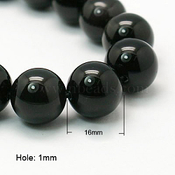 Natural Obsidian Beads Strands, Round, Grade AA, Black, 16mm(X-G-G099-16mm-24)