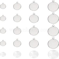 DIY Pendant Making Kits, with 304 Stainless Steel Pendant Cabochon Settings and Glass Cabochons, Stainless Steel Color, Cabochon Settings: 80pcs/set(DIY-UN0001-53P)