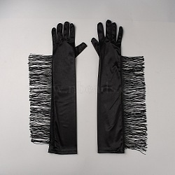 Polyester Bridal Long Tassel Gloves, for Wedding Garment Accessories, Black, 480x227x2mm(AJEW-WH20020-001B)