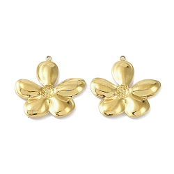 Ion Plating(IP) 304 Stainless Steel Pendants, Flower Charm, Real 18K Gold Plated, 26.5x28x3mm, Hole: 1.4mm(STAS-R233-24G)