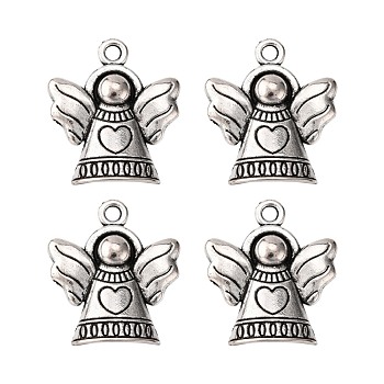 Tibetan Style Alloy Pendants, Lead Free & Cadmium Free & Nickel Free, Angel, Antique Silver Color, 21x19x3mm, Hole: 2mm