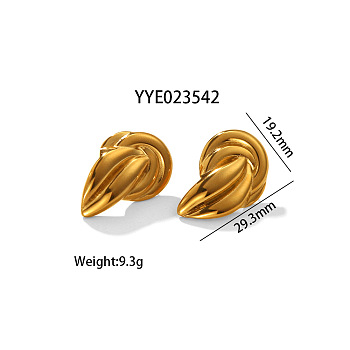 Fashionable Irregular Stainless Steel Stud Earrings for Women, Golden, 29.3x19.2mm