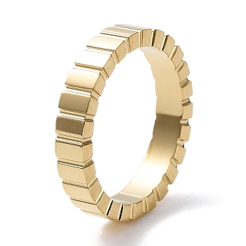 Ion Plating(IP) 304 Stainless Steel Grooved Finger Rings, Real 18K Gold Plated, US Size 7 1/4(17.5mm)