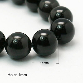 Natural Obsidian Beads Strands, Round, Grade AA, Black And Colorful, 16mm