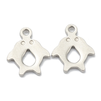 304 Stainless Steel Charms, Double Dolphin, Stainless Steel Color, 12.5x10x1mm, Hole: 1.4mm