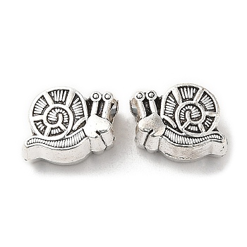Tibetan Style Alloy European Beads, Large Hole Beads, Snail, Antique Silver, 9x13x7mm, Hole: 4.7x5mm