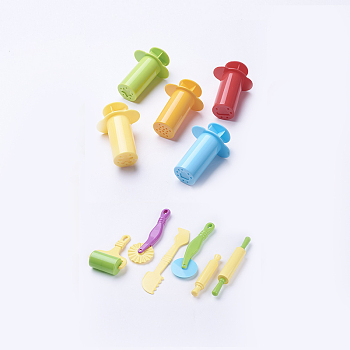 DIY Children Toys Sets, Clay Mold Tool Kits, Plasticine Educational Funny Toy, Mixed Color, 78~202x22~84mm, 11pcs/set