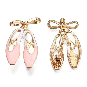 Toe Shoes Enamel Pin, Light Gold Plated Alloy Badge for Backpack Clothes, Nickel Free & Lead Free, Pink, 38.5x22mm, Pin: 0.7mm