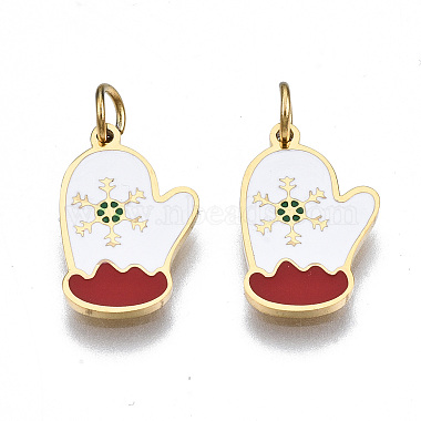 Real 14K Gold Plated White Others Stainless Steel+Enamel Charms