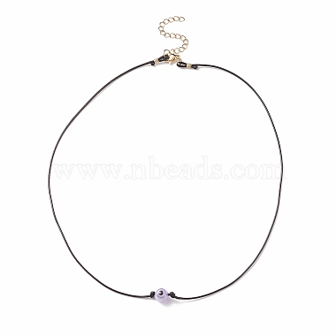 5 pièces 5 couleurs au chalumeau mauvais œil rond perlé pendentif colliers ensemble avec cordon en polyester ciré pour les femmes(NJEW-JN04024)-5
