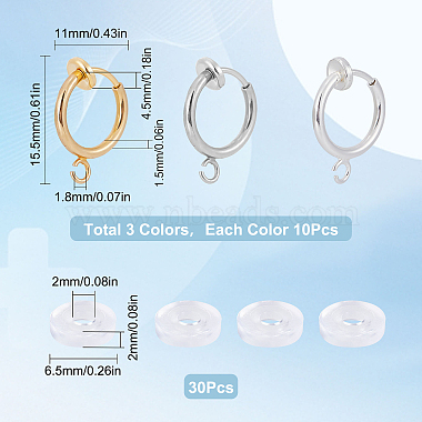 30Pcs 3 Colors Brass Clip-on Earring Findings(KK-SC0003-26)-2