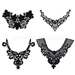 4Pcs 4 Styles Polyester Computerized Embroidery Collar, Detachable Lace Neckline Trim, Garment Accessories, Black, 163~355x240~322x1.3~1.6mm, 1pc/style (DIY-TA0015-70)