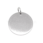 201 Stainless Steel Flat Round Tag Pendants, with Jump Rings, Stainless Steel Color, 25x1mm, Hole: 6mm(STAS-WH0025-21A)