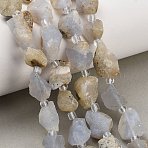 Raw Rough Natural Blue Lace Agate Beads Strands, Nuggets, with Seed Beads, 11~28x9~13x6~10mm, Hole: 1mm, about 24~29pcs/strand, 14.96''(38cm)~15.75''(40cm)(GG-CBA0B77-A04-01)