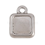 304 Stainless Steel Pendant Cabochon Settings, Stainless Steel Color, Square, 18.5x14x2.5mm, Hole: 2.5mm(STAS-D264-08A-P)