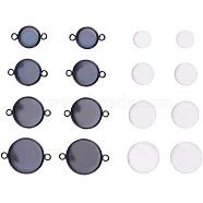 DIY Pendant Making Sets, with Vacuum Plating Stainless Steel Cabochon Connector Settings and Transparent Glass Cabochons, Gunmetal, 68x52x11mm, 48pcs/box(DIY-PH0024-55)